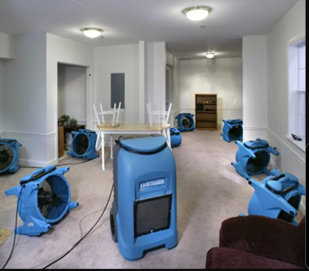 Air movers and dehumidifier setup for Water Damage Restoration in American Fork